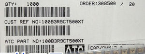 100B3R9CT500XT ATC100B3R9CT500XT 3.9PF 500V 1210 COO:USA