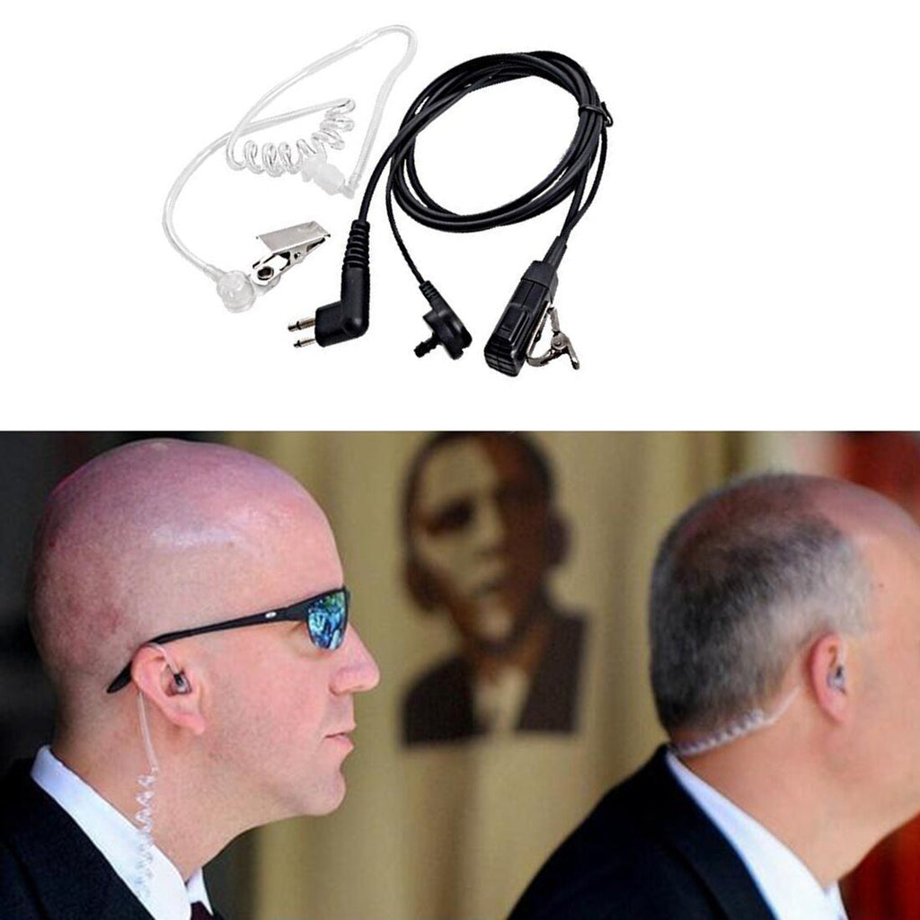 Black 2 Pin Security Agent Earphones Headset Mic Covert Acoustic Tube Earpiece Headset For Motorola Two Way Radios