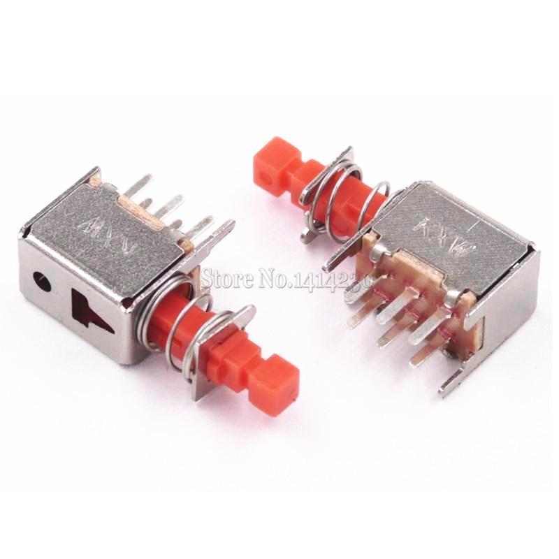 10Pcs Directly key switch A03 PS-22F03 6pins self-locking Red