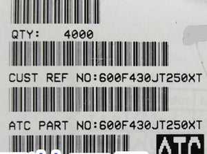 600F430JT250XT ATC600F430JT250XT 43PF 250V 0805 COO:USA