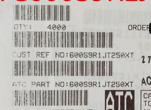 600S9R1JT250XT ATC600S9R1JT250XT 9.1PF 250V 0603 COO:USA